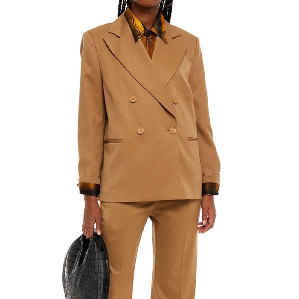 MM6 Maison Margiela camel double-breasted twill blazer
